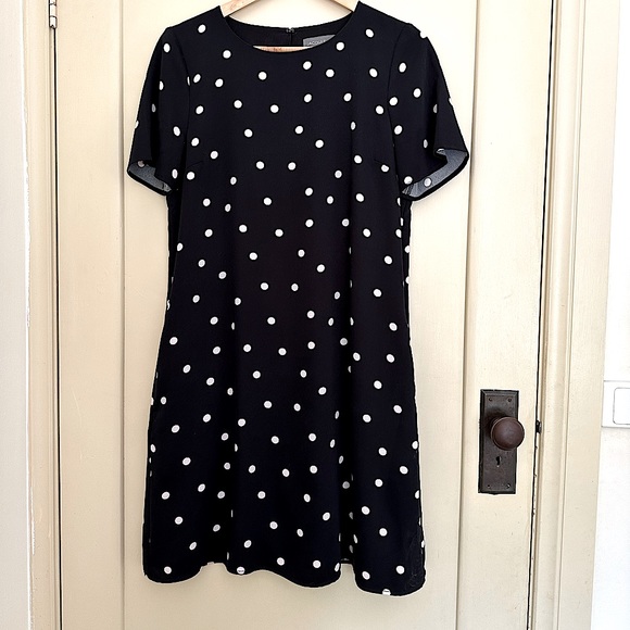 JACQUI E | B & W Polka Dot Shift Dress | Size 10 | Preloved - Picture 3 of 11